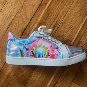 Christian Louboutin Vieira Orlato Flat Sneaker in Silver/Multi Size 40